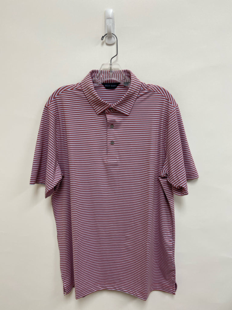 Scott Barber Size L Pink Periwinkle Striped Polo Men&
