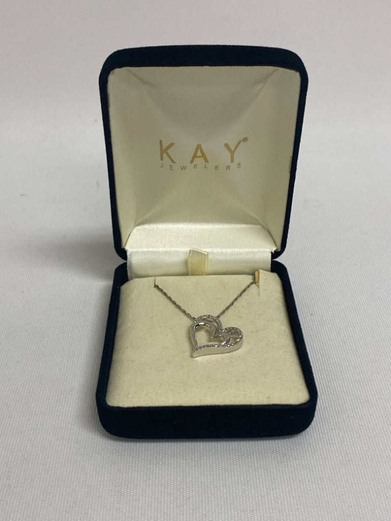 NEW/BOX Silver Clear Hearts Necklace
