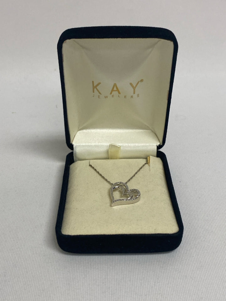 NEW/BOX Silver Clear Hearts Necklace