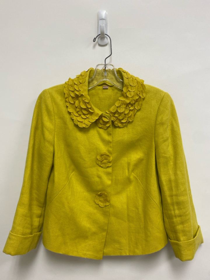 Boden Size 2 Chartreuse Button Up Linen Ladies Jacket