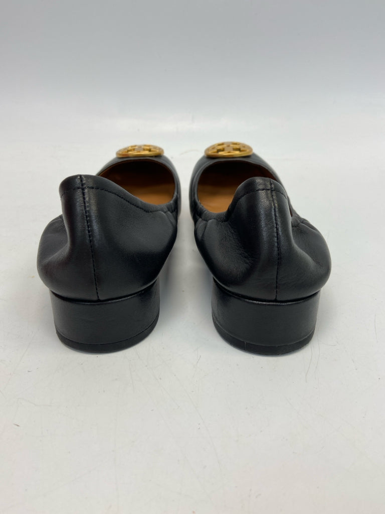 Tory Burch US Shoe Size 7.5 Black Gold Disc Flats
