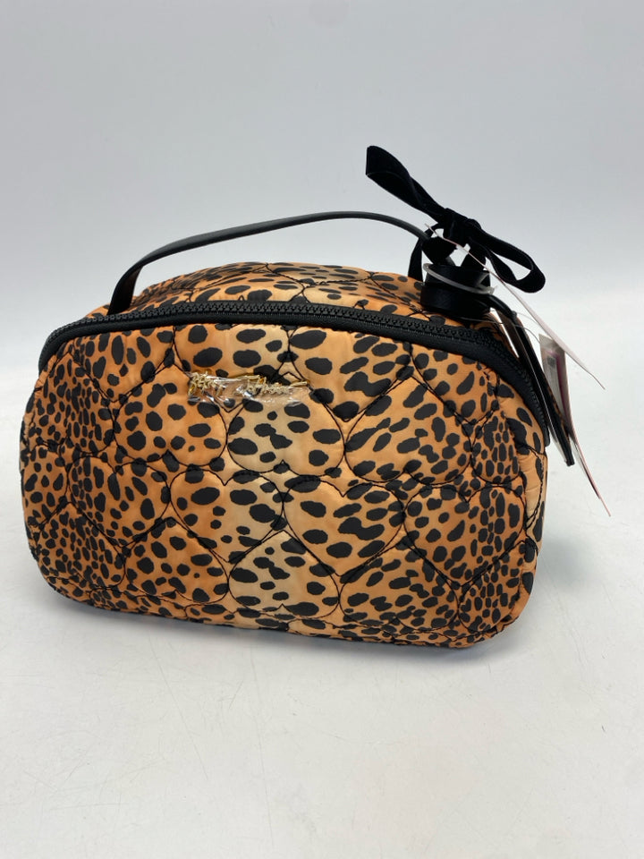 NWT Betsey Johnson Brown Black Animal Print Make-up Bag
