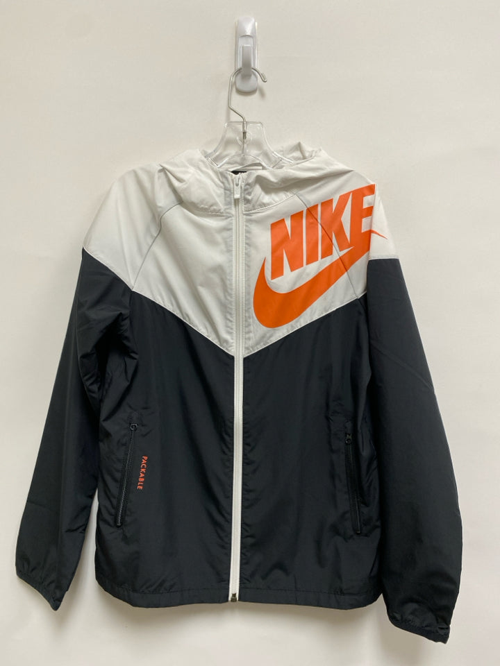 Nike SIZE M White/Black Orange Logo Zip Down Girl&