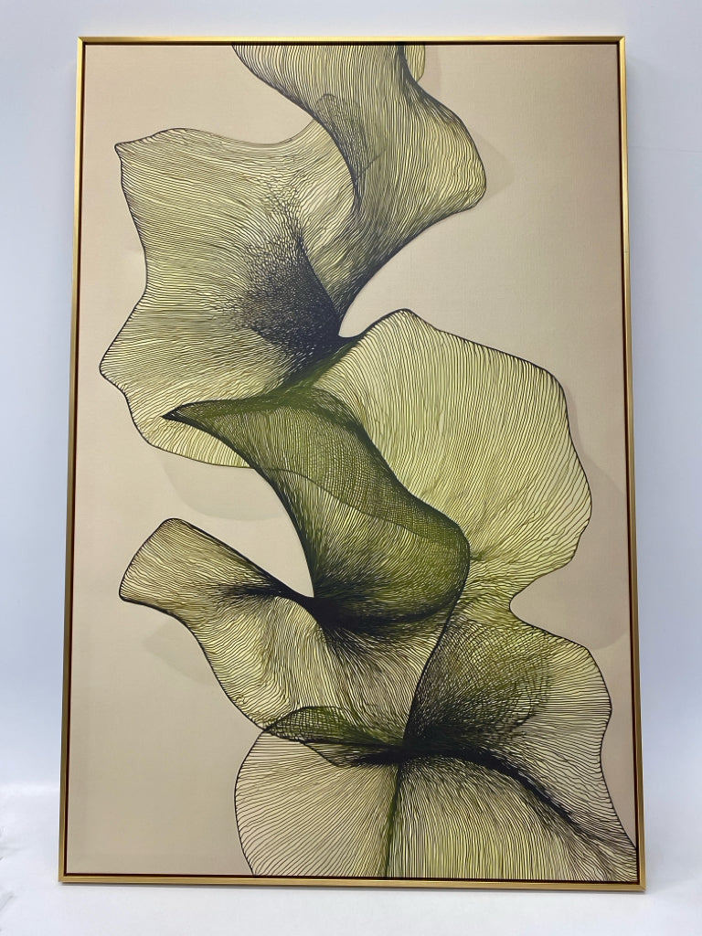 Tan Gold/Black Leaves Canvas Art