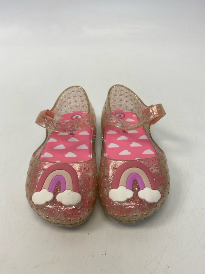 Cat &amp; Jack SIZE 8 Clear Pink/Silver Glitter Jelly Girl&