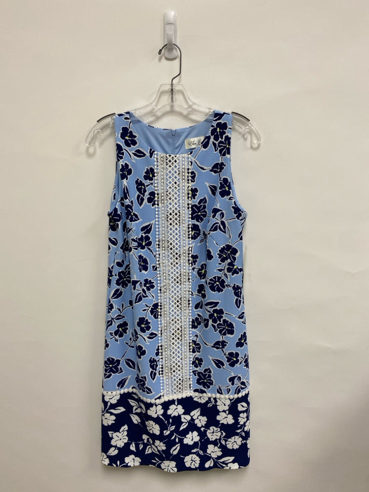 NWT Eliza J Size 8 Blue Navy/White Floral Sleeveless Ladies Dress