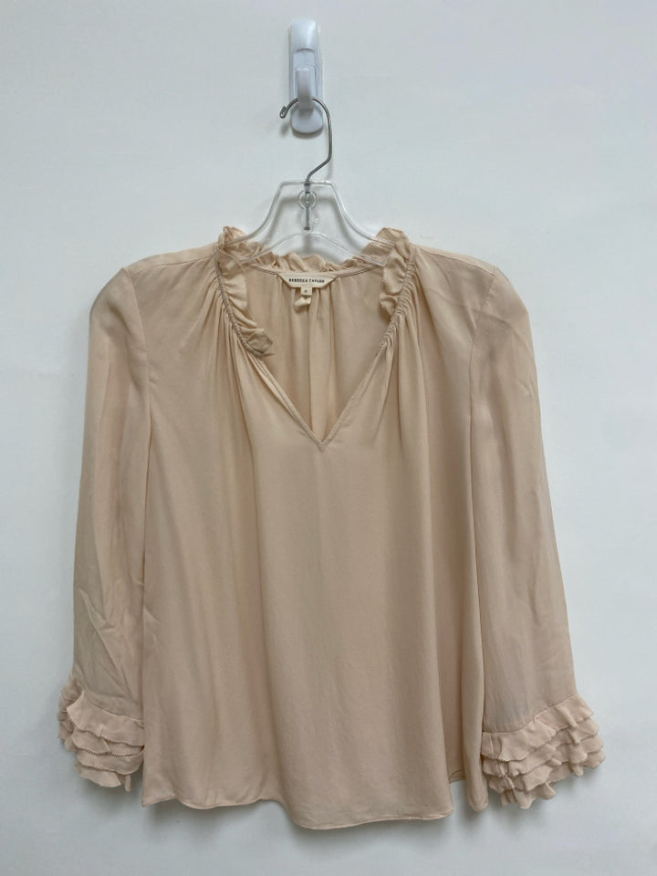 Rebecca Taylor Size 0 Dusty Peach Long Sleeve Silk Ladies Top