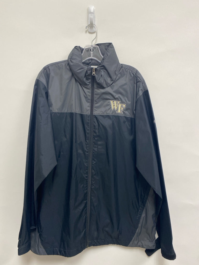 Columbia Size L Charcoal Black Color Block Zip Down Men&
