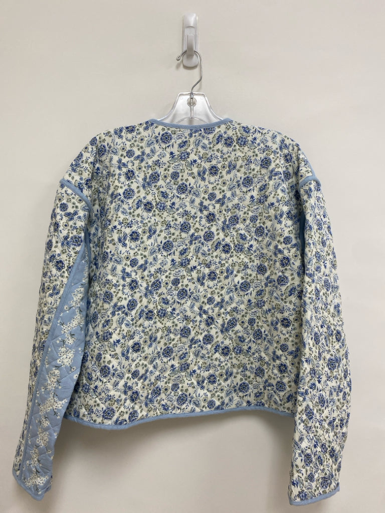 NWT blu pepper Size L Cream/Blue Green Floral Quilted Ladies Jacket