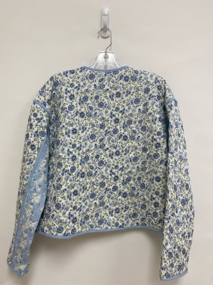NWT blu pepper Size L Cream/Blue Green Floral Quilted Ladies Jacket