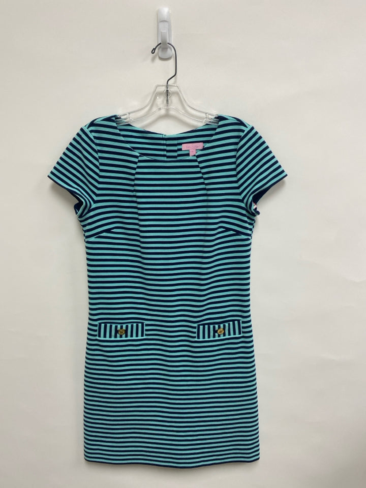 LILLY PULITZER Size M Aqua Navy Stripes Ladies Dress
