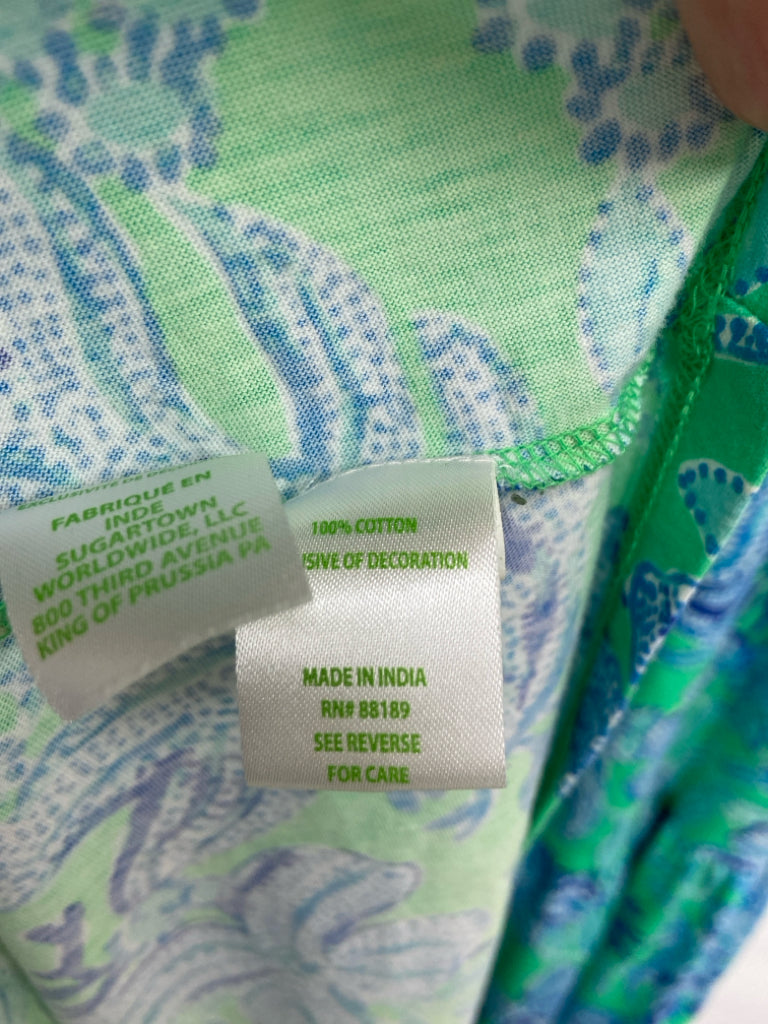 LILLY PULITZER Size S Green Blue Assorted Print Sleeveless Ladies Dress