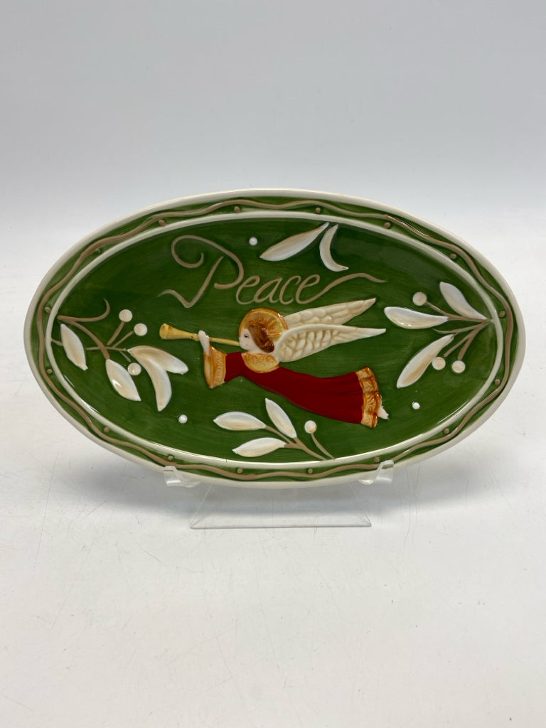 Fitz/Floyd Green Red/Cream Angel Christmas