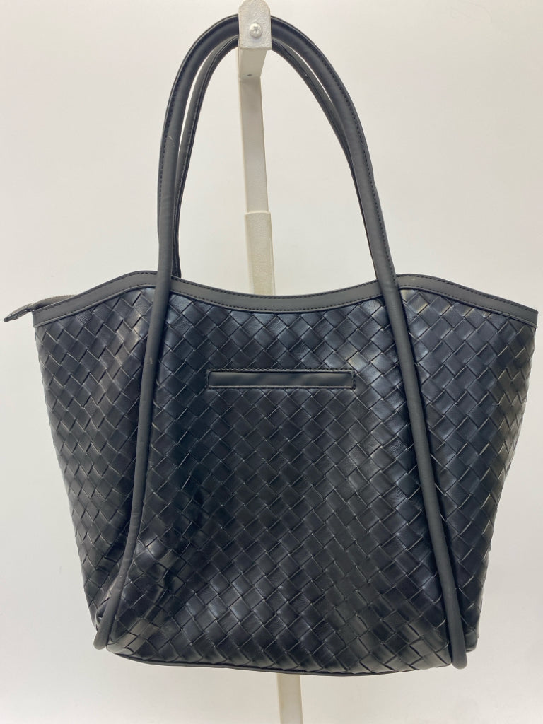 NWT London Fog Black Woven Tote Bag