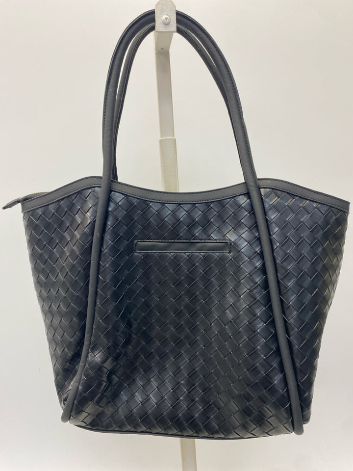 NWT London Fog Black Woven Tote Bag