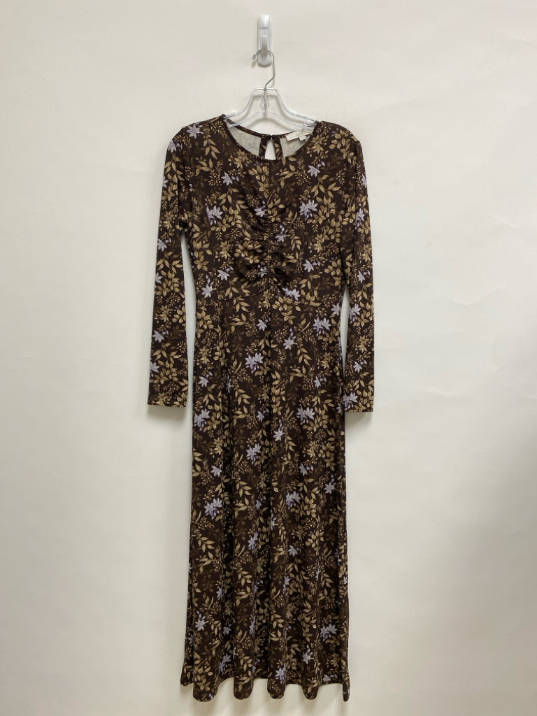 LOFT Size M Brown Beige Floral Maxi Ladies Dress
