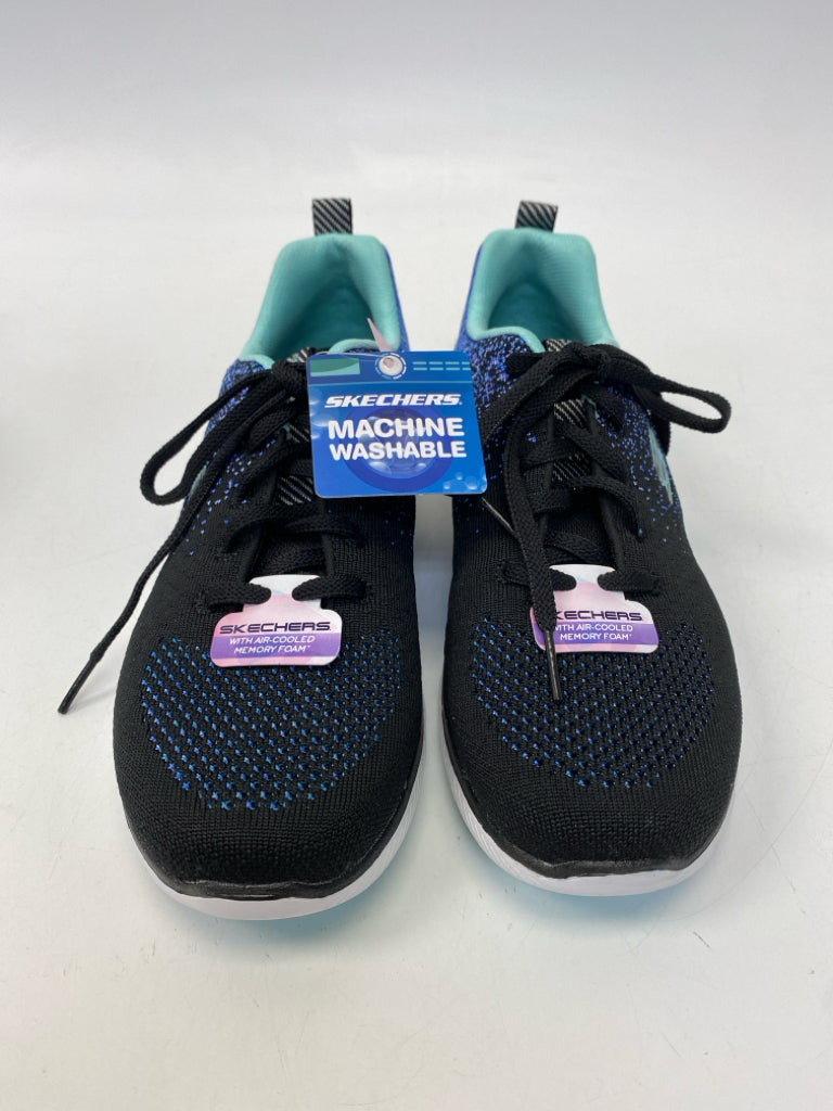 NWT Skechers  Size 7.5 Black Blue Lace-up Sneakers