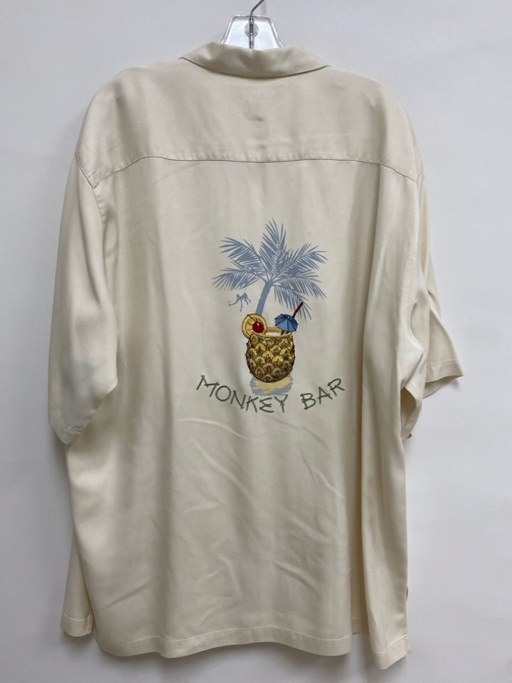 Tori Richard Size 2X Cream Palm Trees Silk Men&