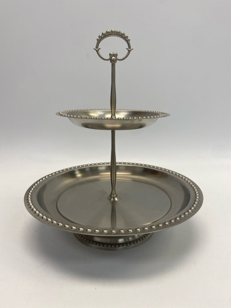 Southern Living Silver Beaded Metal Tray