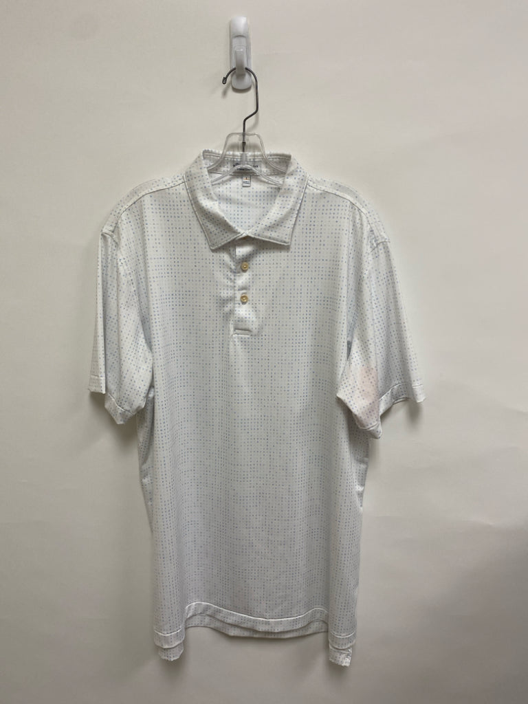 Peter Millar Size L White Blue Letters Polo Men&