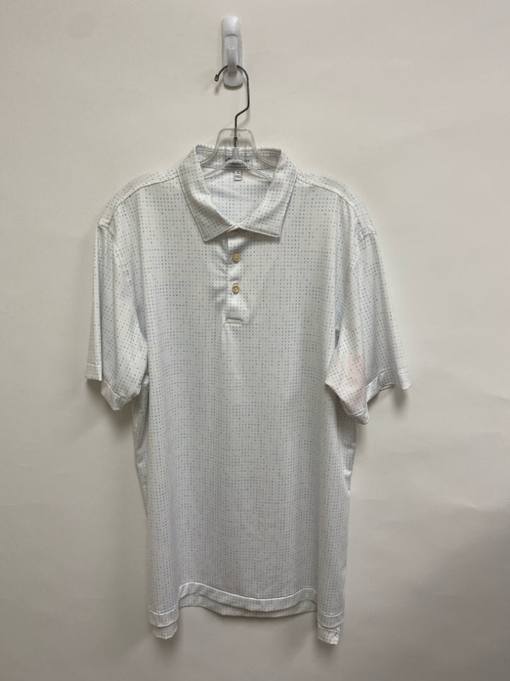 Peter Millar Size L White Blue Letters Polo Men&