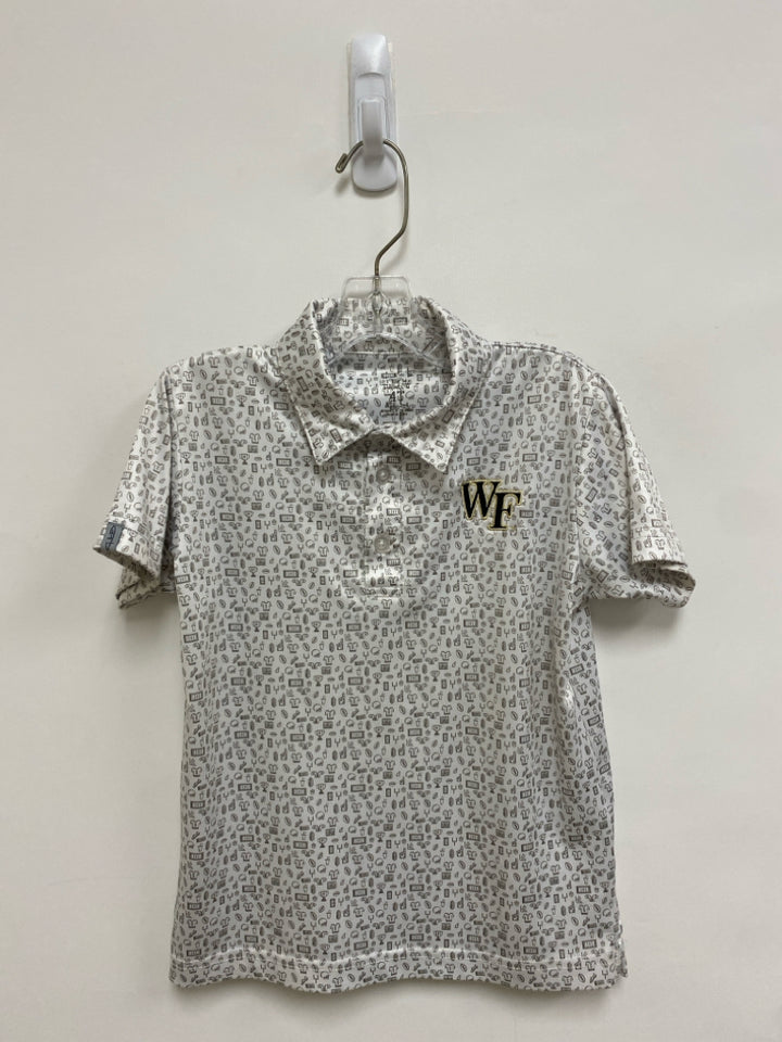 SIZE 4T White Taupe Print Polo Boy&