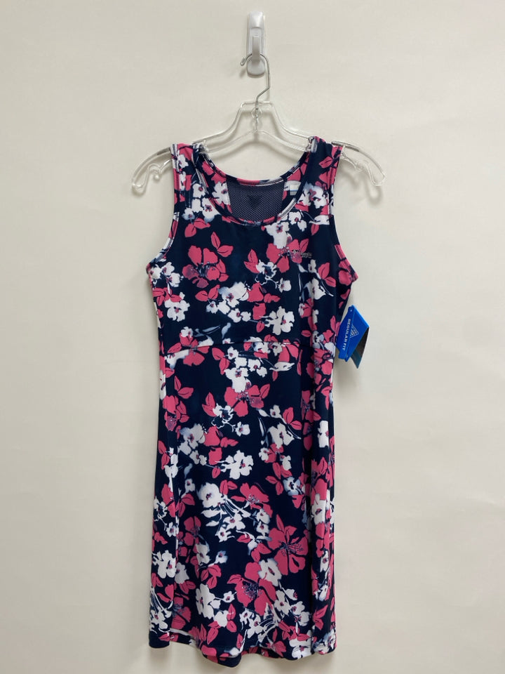 NWT Columbia Size XS Navy White/Pink Flowers Sleeveless Ladies Dress