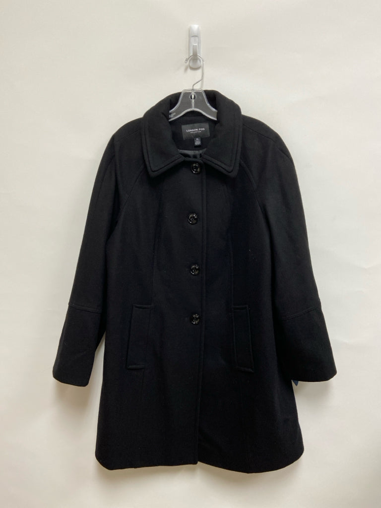 London Fog Size XL Black Button Up Wool Blend Ladies Jacket