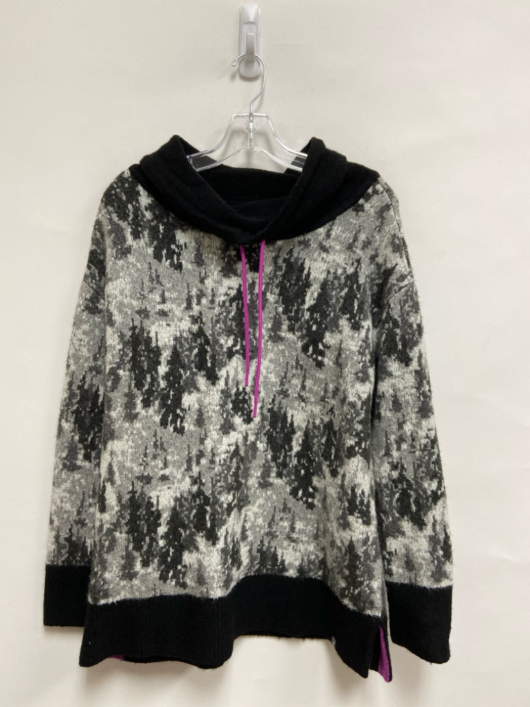 Talbots Size L Gray Black Mottled Cowl Neck Ladies Sweater