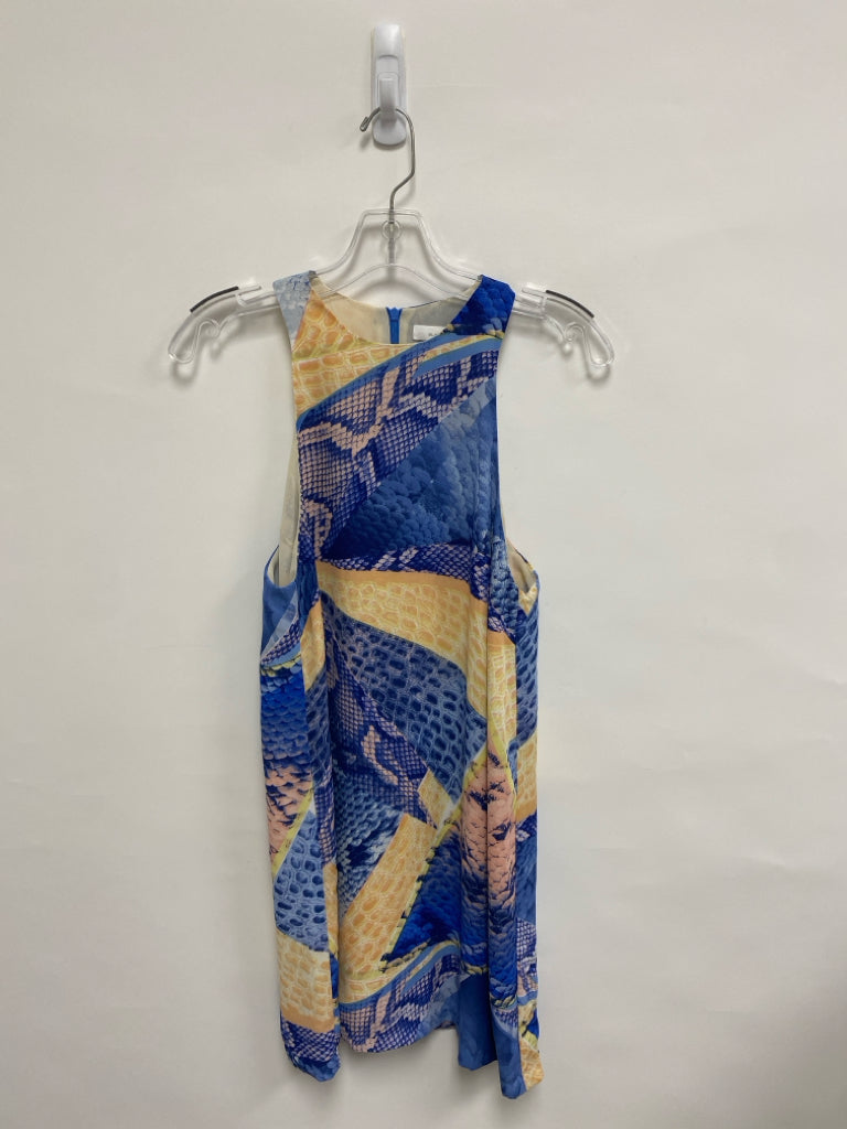 OLIVACEOUS Size M Blue Pink/Yellow Snake Print Sleeveless Ladies Dress