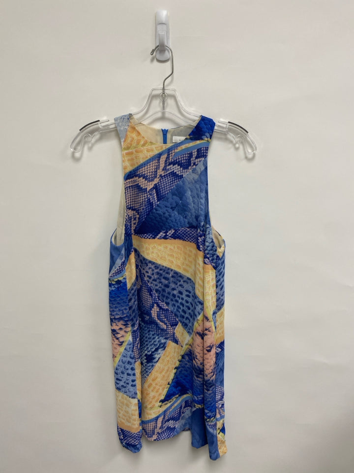 OLIVACEOUS Size M Blue Pink/Yellow Snake Print Sleeveless Ladies Dress