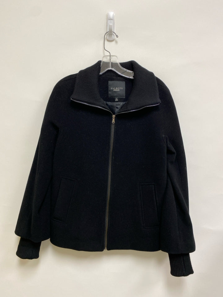 Talbots Size 8 Black Zip Down Wool Blend Ladies Jacket