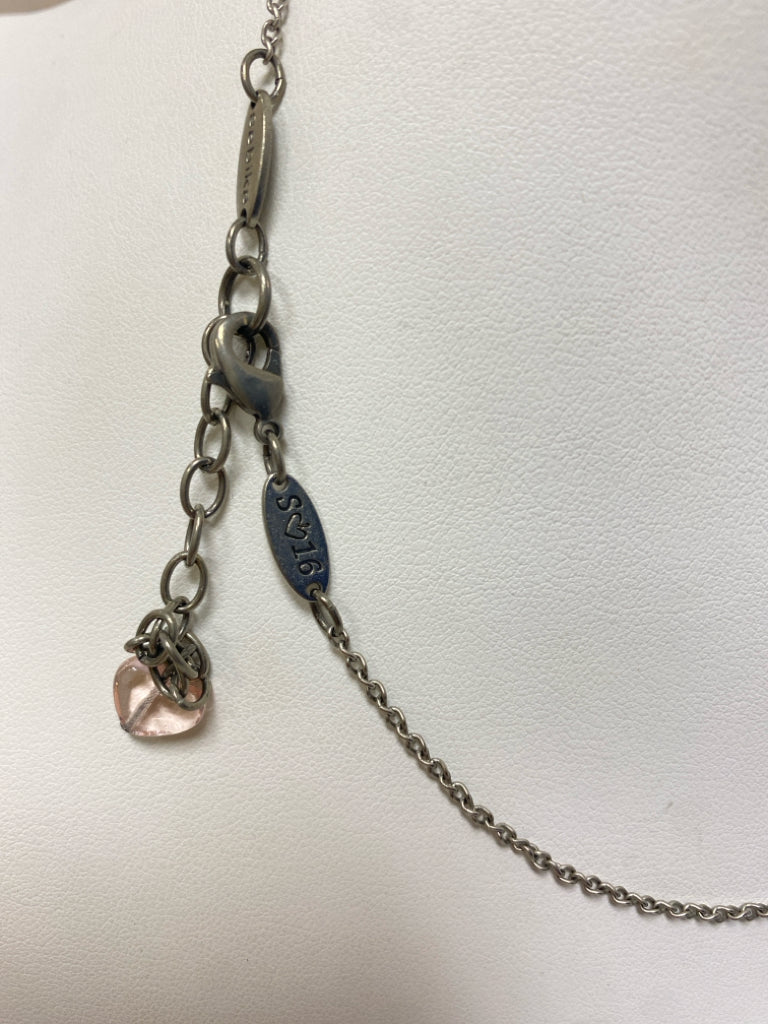 NEW/PKG sabika Silver Color Pink/Yellow Shapes Necklace