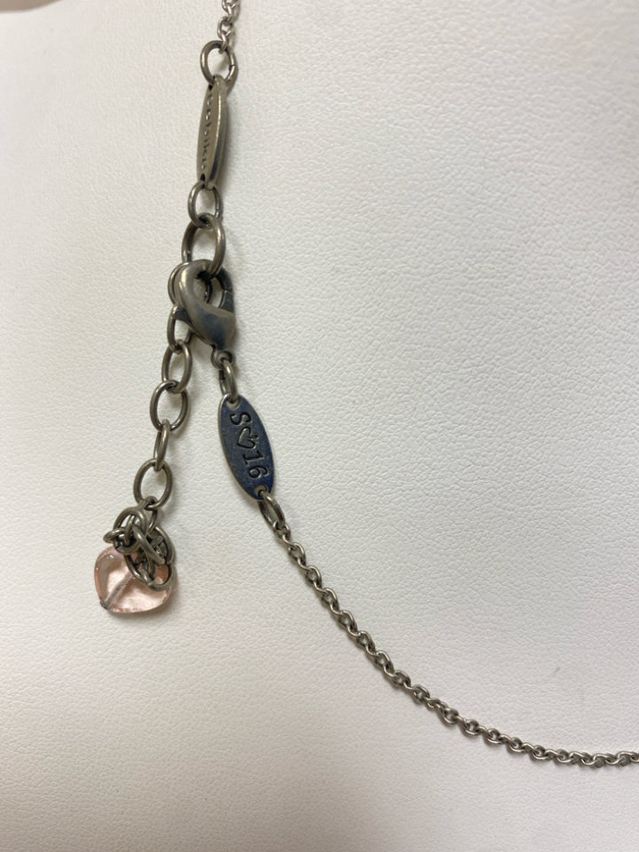 NEW/PKG sabika Silver Color Pink/Yellow Shapes Necklace