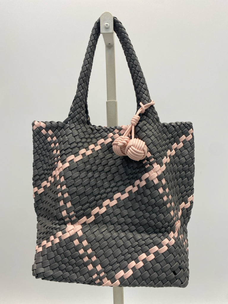 Gray Pink Woven Handbag