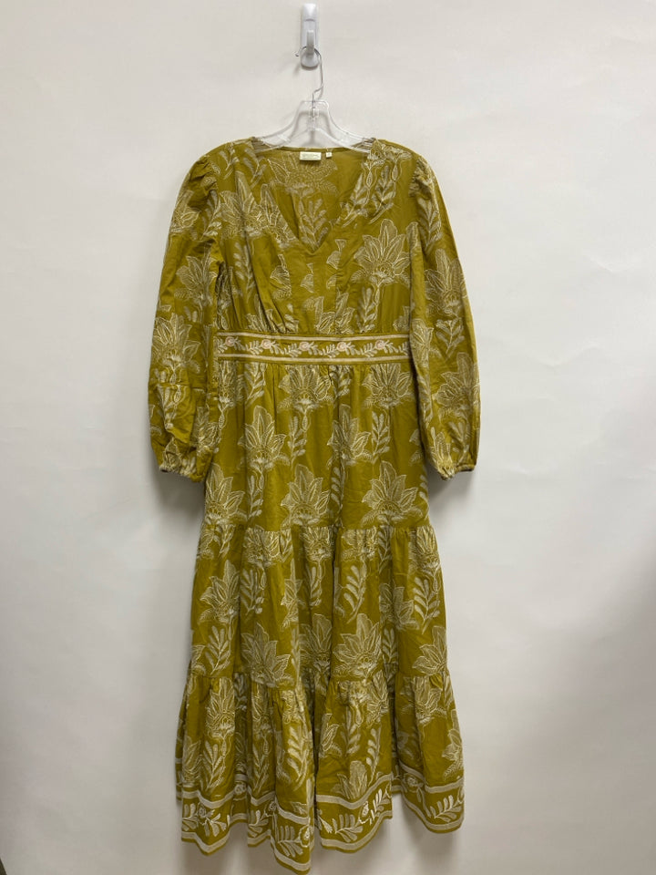 Spartina 449 Size S Chartreuse White Embroidered Long Sleeve Ladies Dress