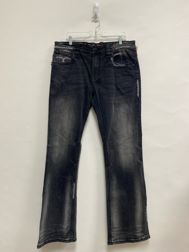 Rock Revival Size 36 Faded Black Embroidered Men&