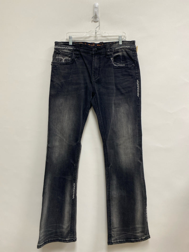 Rock Revival Size 36 Faded Black Embroidered Men&