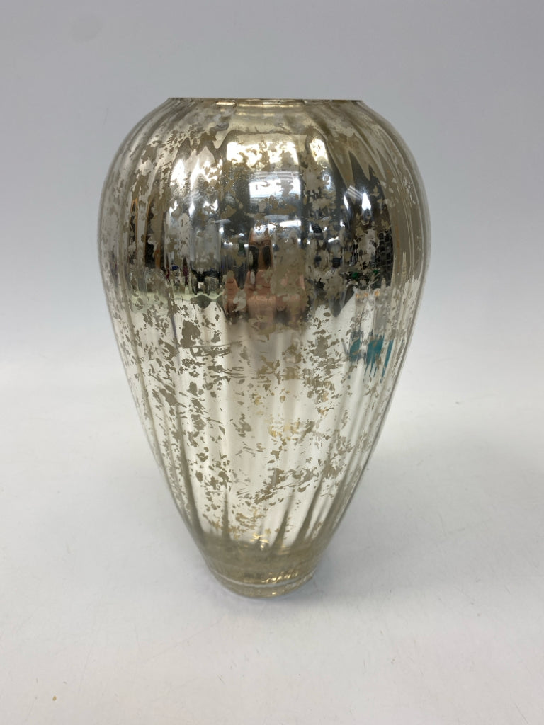 Silver Ribbed Mercury Glass Vase