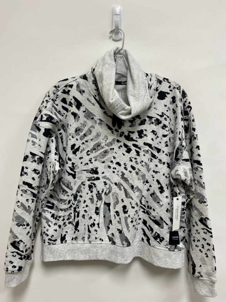 NWT Calvin Klein Size S Gray Black Print Cowl Neck Ladies Sweatshirt