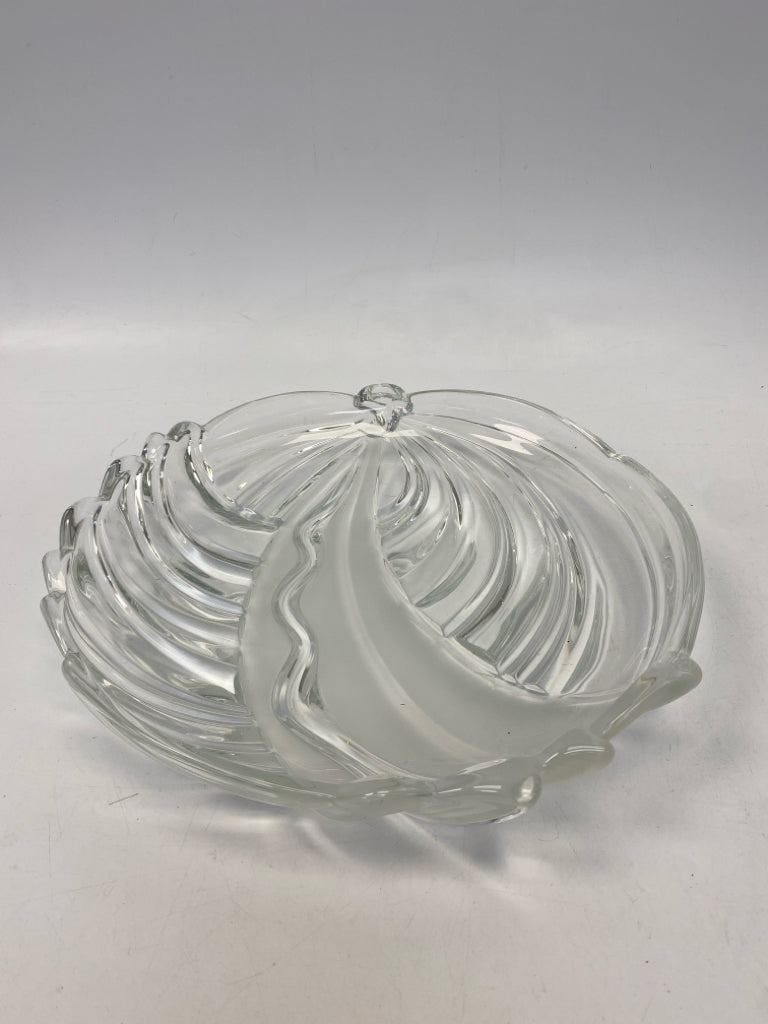 Mikasa Clear Frosted Swirl Glass Serving Piece