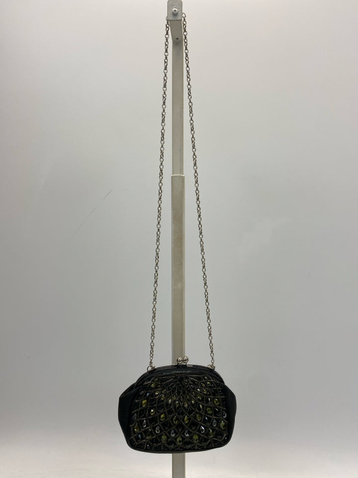Black Green Sequined Handbag