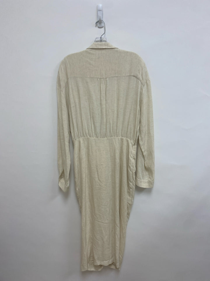 Anthropologie Size 14 Beige V Neck Ladies Dress