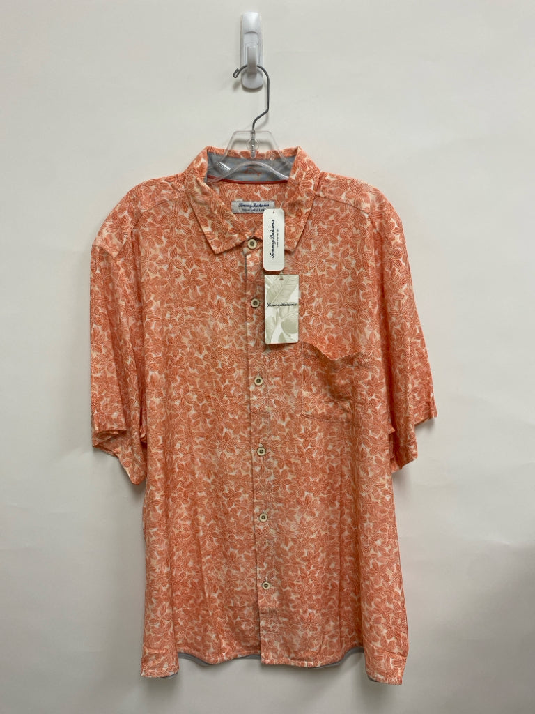 NWT Tommy Bahama Size XL Coral Cream Print Button Up Men&