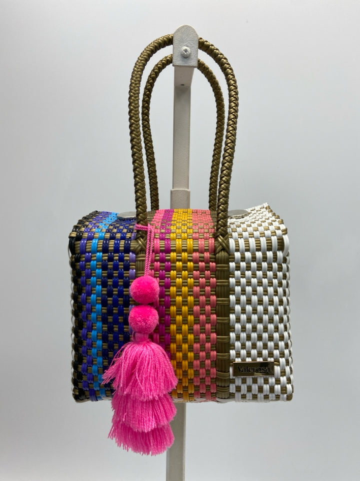Multi-Color Woven Plastic Handbag