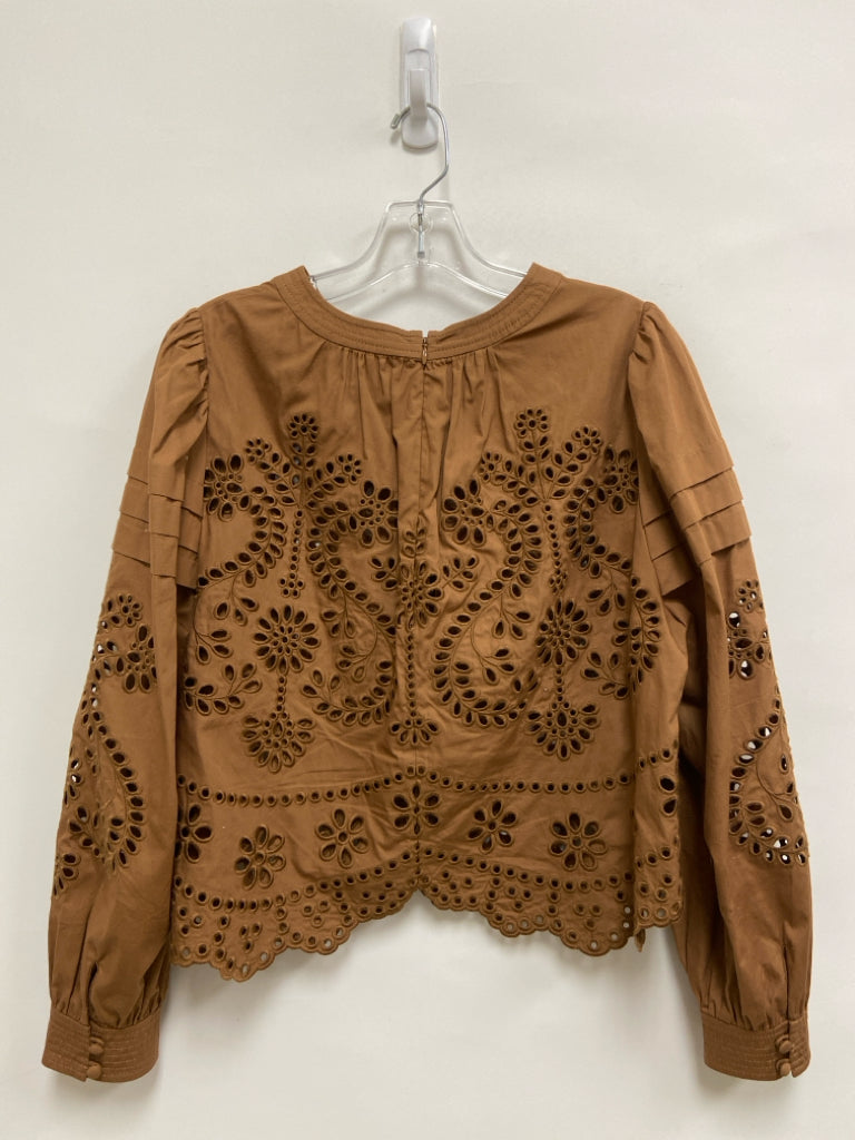 Hunter Bell Size 8 Brown Long Sleeve Eyelet Ladies Top