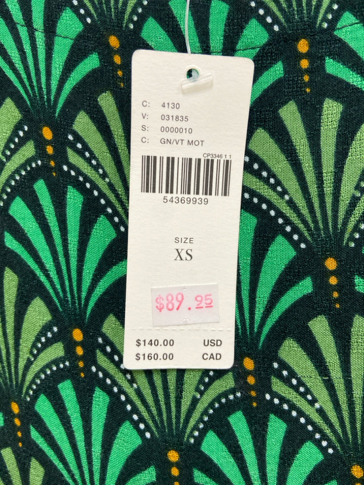 NWT Maeve Size XS Green Black/Tan Print Ladies Dress