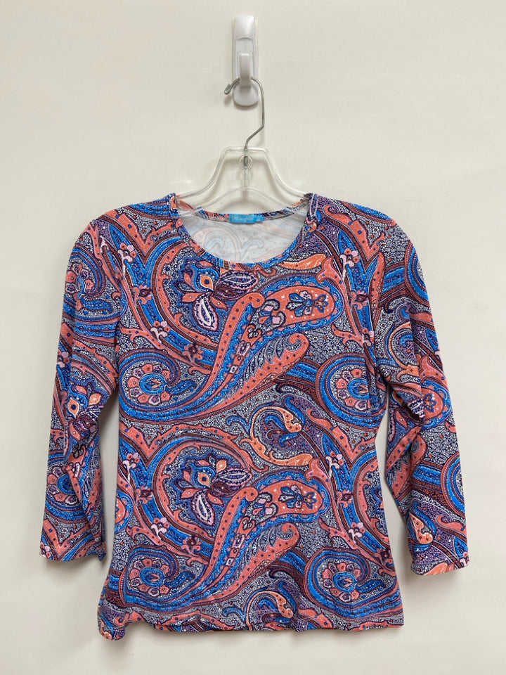J McLaughlin Size XS Pink Blue/White Paisley Ladies Top