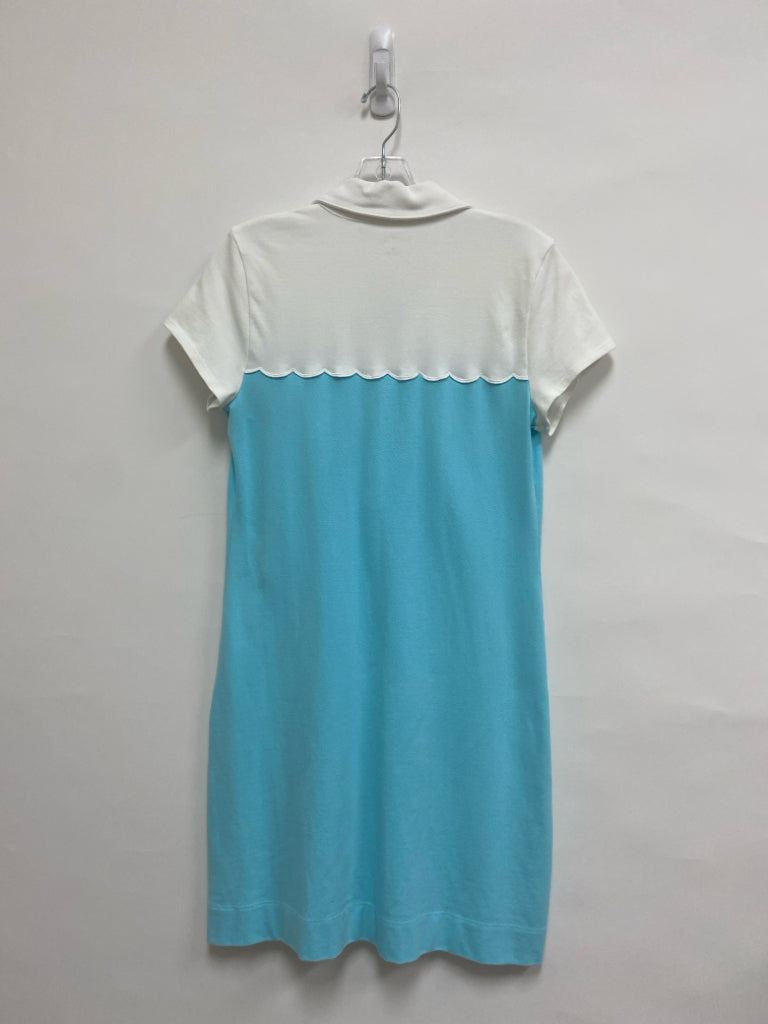LILLY PULITZER Size M White Blue Scalloped Ladies Dress
