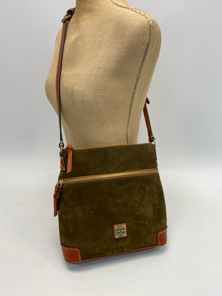 Dooney &amp; Bourke Dark Olive Brown Suede Crossbody